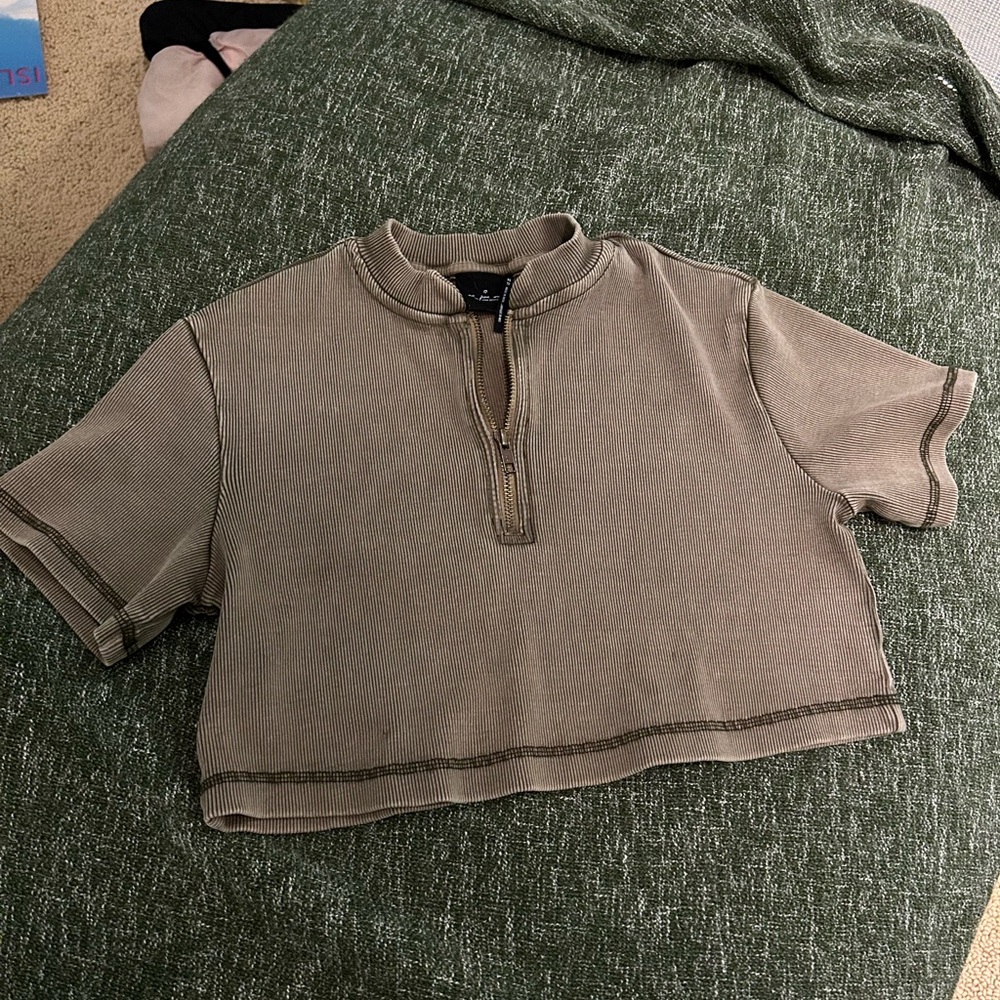 Urban Outfitters Out From Under Ribbed Zipper Top